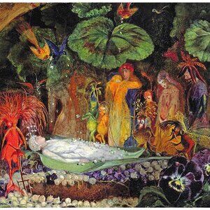 A Fairy Funeral: Art Print 8"by10" Unframed. Magic Fantasy Forest Creatures